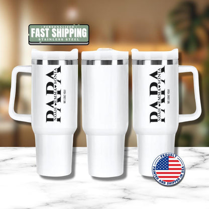 Personalized Papa 40oz Tumbler with Straw Personalized with Grandchildren Name Gift for Papa Travel Coffee Cup Tumbler for Papa Best Papa