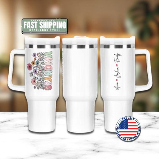 Personalized Grandma 40oz Tumbler with Straw Blessed to be called "GRANDMA" Gift Idea for Grandma Grandma Travel Cup Tumbler for Grandma