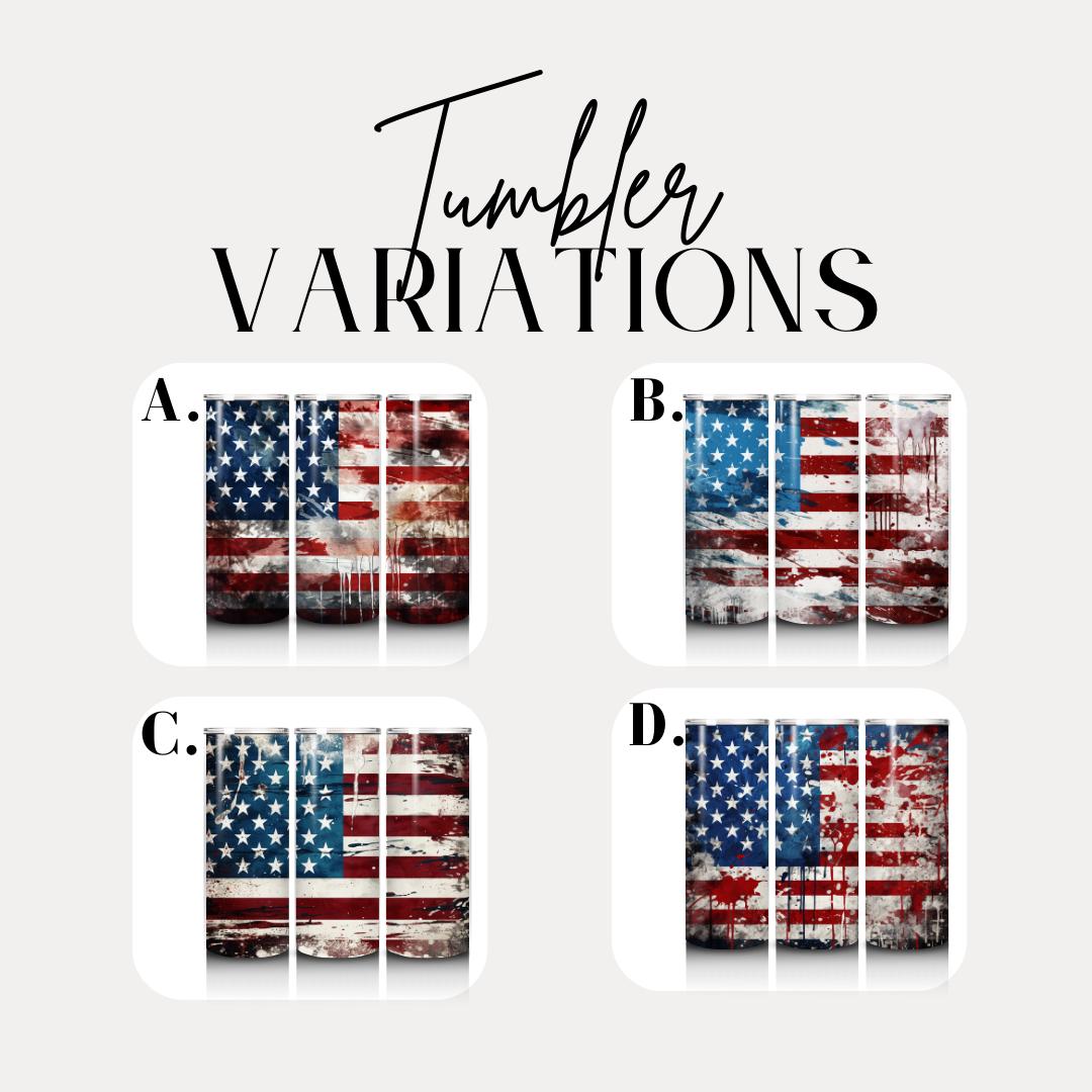 Patriotic USA Flag Tumbler 20oz Grunge American Flag Skinny Tumbler 4th of July Gift for Him Gift for Veterans Day Independence Day Gift