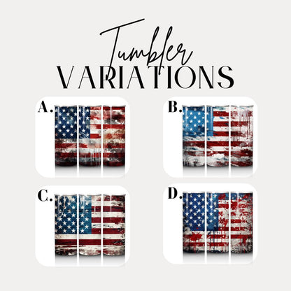 Patriotic USA Flag Tumbler 20oz Grunge American Flag Skinny Tumbler 4th of July Gift for Him Gift for Veterans Day Independence Day Gift