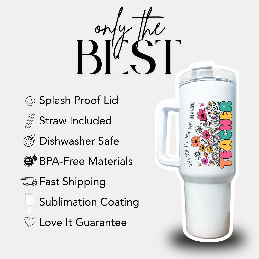 Personalized Teacher 40oz Tumbler with Straw Teacher Appreciation Gifts Back to School or Thank You Teacher Gift Teacher Travel Coffee Mug