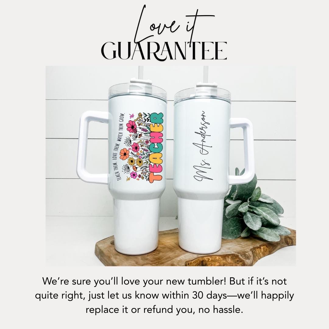 Personalized Teacher 40oz Tumbler with Straw Teacher Appreciation Gifts Back to School or Thank You Teacher Gift Teacher Travel Coffee Mug