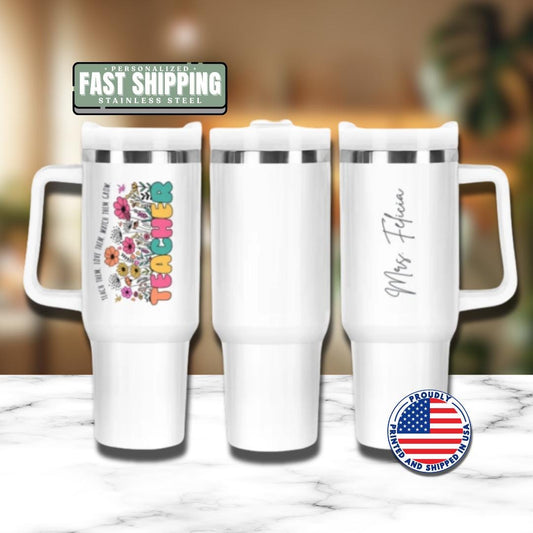 Personalized Teacher 40oz Tumbler with Straw Teacher Appreciation Gifts Back to School or Thank You Teacher Gift Teacher Travel Coffee Mug