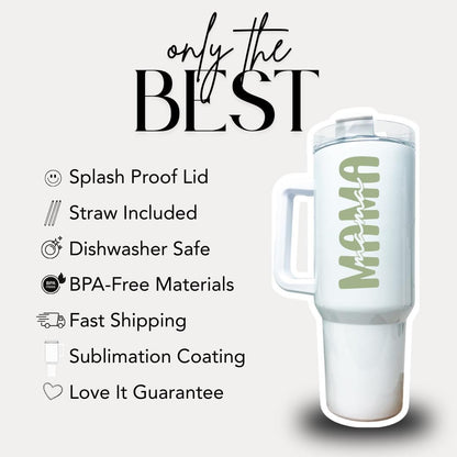 Personalized Mama 40oz Tumbler with Straw Personalized with Kids’ Names Gift for Mom Gift for Mommy Mama Travel Coffee Cup Tumbler for Mama