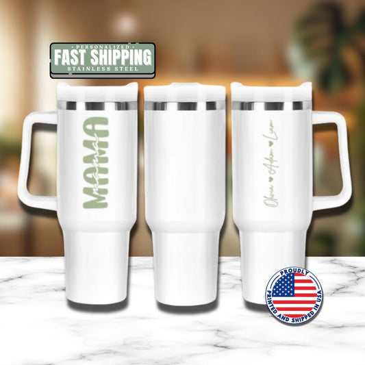 Personalized Mama 40oz Tumbler with Straw Personalized with Kids’ Names Gift for Mom Gift for Mommy Mama Travel Coffee Cup Tumbler for Mama