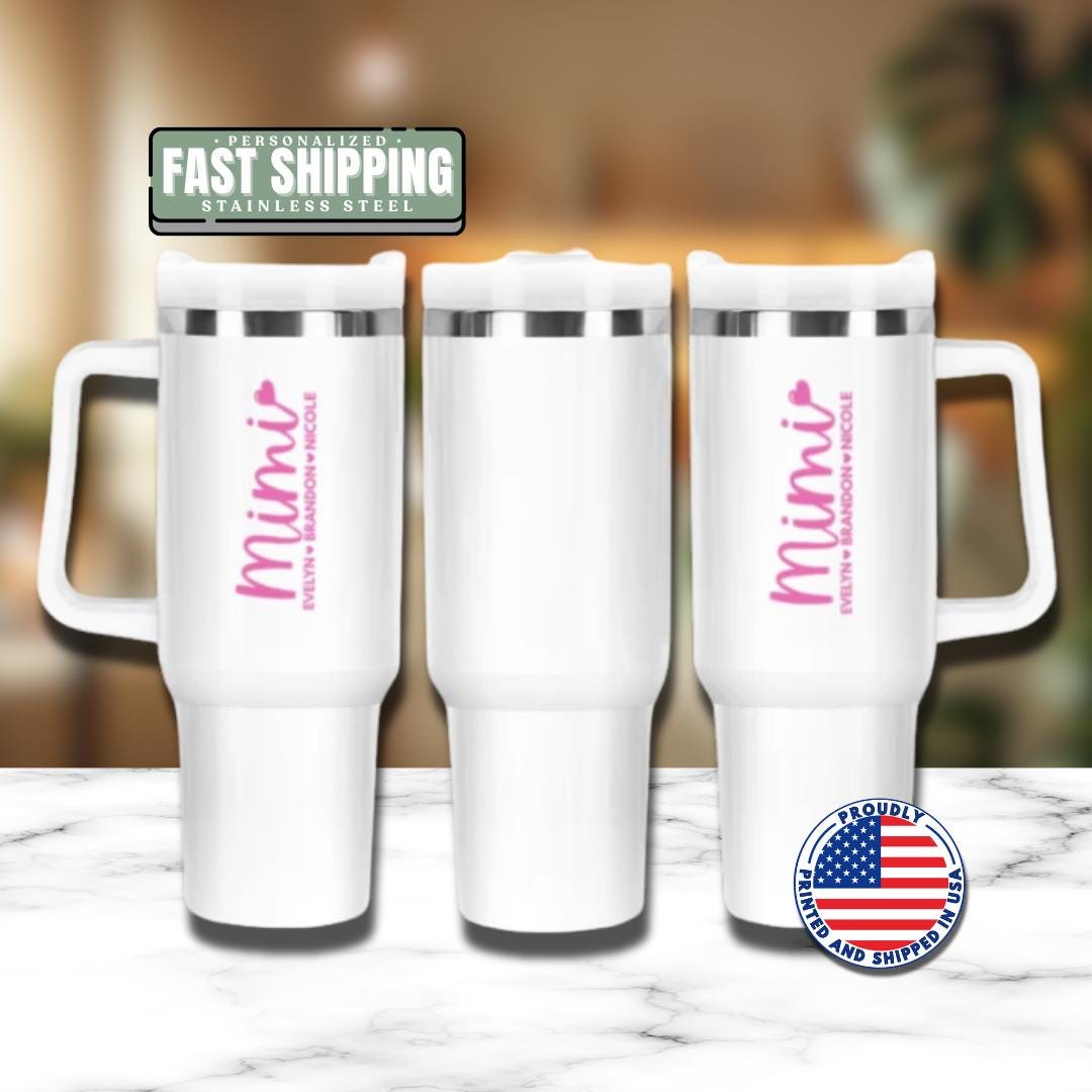 Personalized Mimi 40oz Tumbler with Straw Hot Pink Tumbler Gift Idea for Mimi Travel Coffee Cup Tumbler for Mimi Mug Gift for Grandma