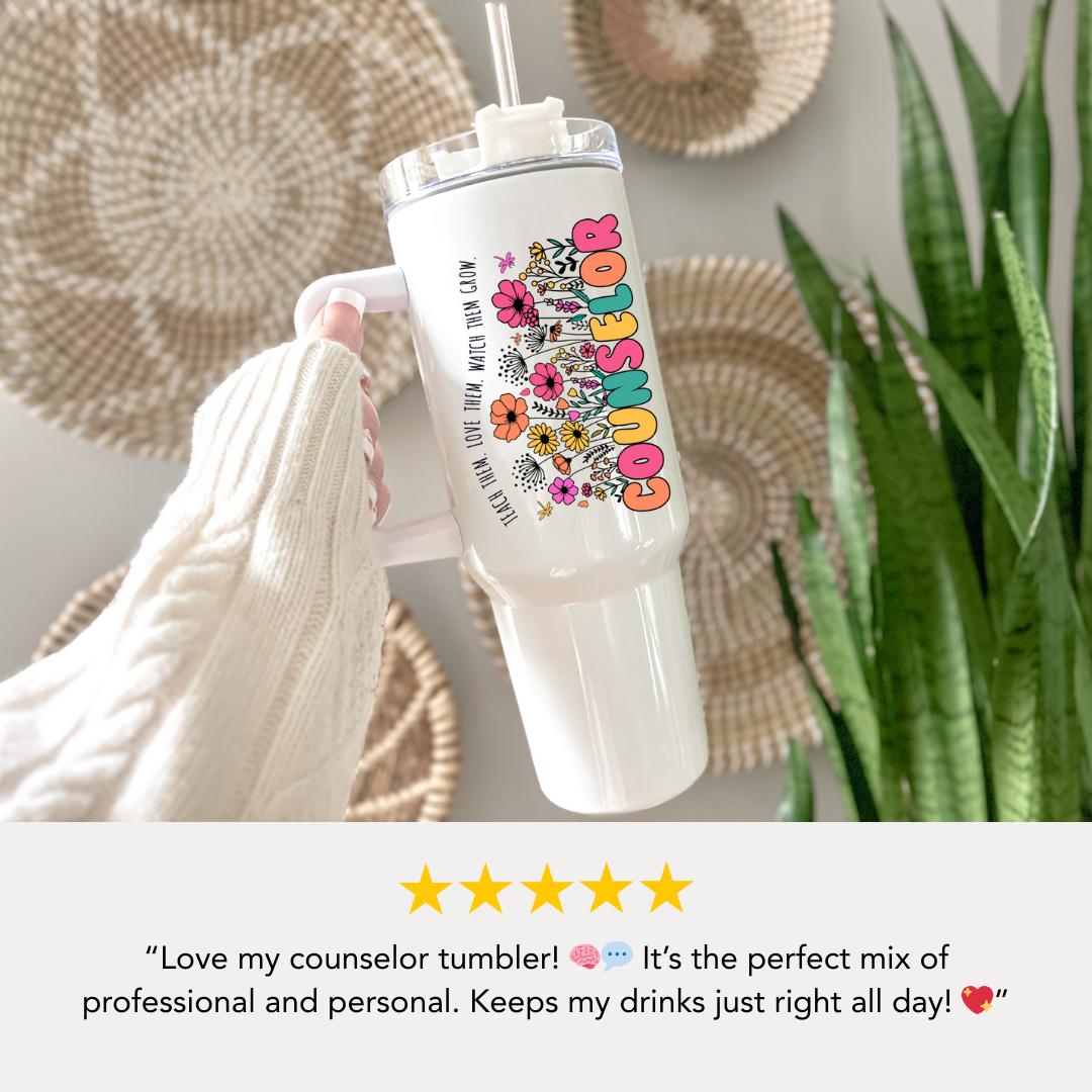 Personalized Counselor 40oz Tumbler with Straw Counselor Appreciation Gifts Thank You School Counselor Gift for Counselor Coffee Tumbler