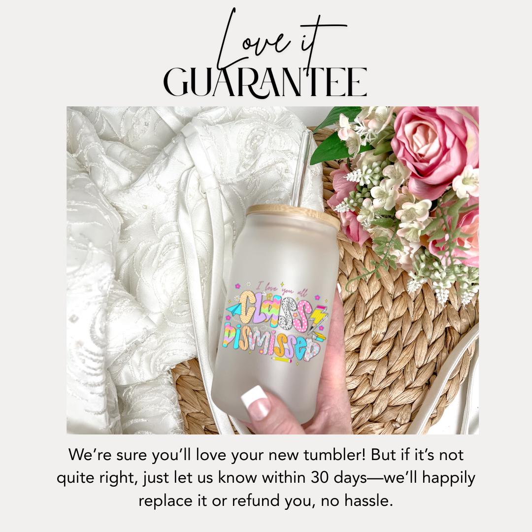 16 oz Frosted Glass Teacher with Bamboo Lid & Straw Cute Retro Teacher Gift Teacher Appreciation Gift Drinkware for Teacher Gift for Her