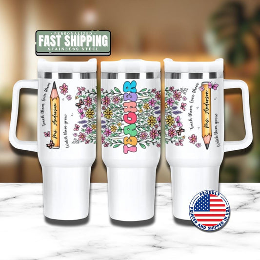 Personalized Teacher 40oz Tumbler with Straw Teacher Appreciation Gifts Back to School or Thank You Teacher Gift Teacher Travel Coffee Mug