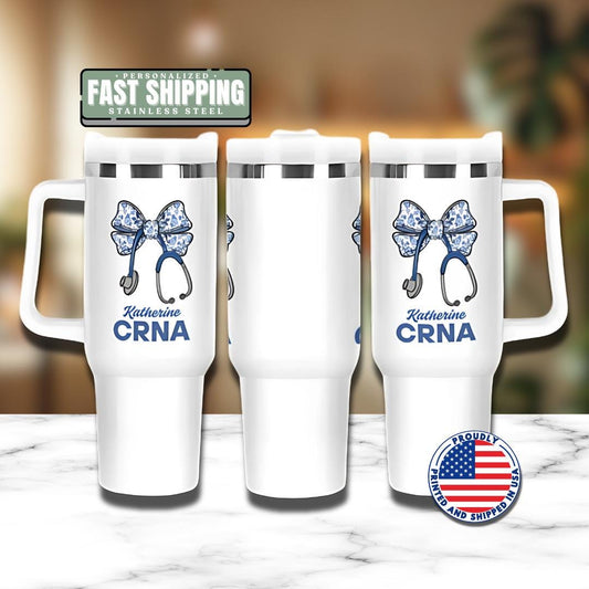 Personalized Certified Registered Nurse Anesthetist 40oz Tumbler with Straw Nurse Appreciation Gifts CRNA Travel Cup Gift for CRNA Mug