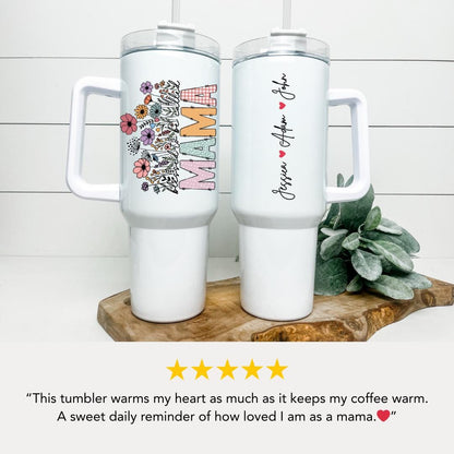 Personalized Mama 40oz Tumbler with Straw Blessed to be called "MAMA" Gift for Mom Gift for Mommy Mama Travel Coffee Cup Tumbler for Mama