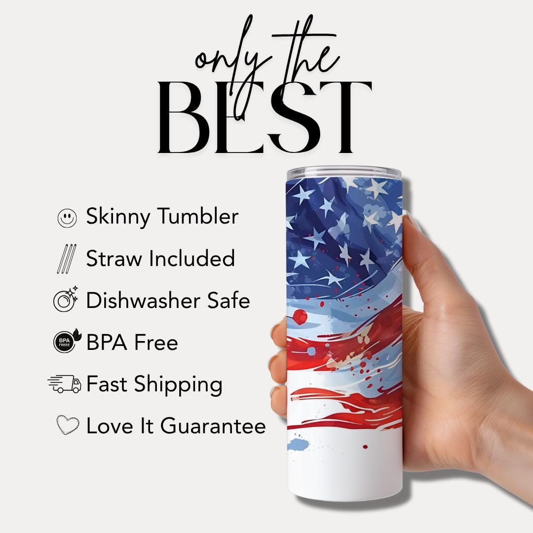 US Memorial Day Tribute Tumbler  20oz Skinny Tumbler American Flag American Travel Mug Memorial Day Tumbler Veteran Tribute Tumbler