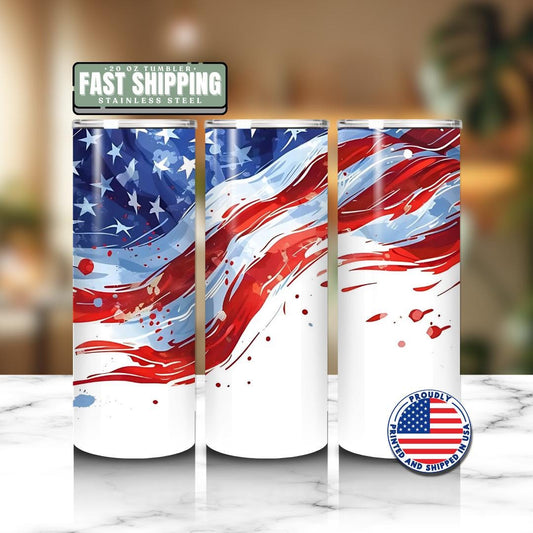 US Memorial Day Tribute Tumbler  20oz Skinny Tumbler American Flag American Travel Mug Memorial Day Tumbler Veteran Tribute Tumbler