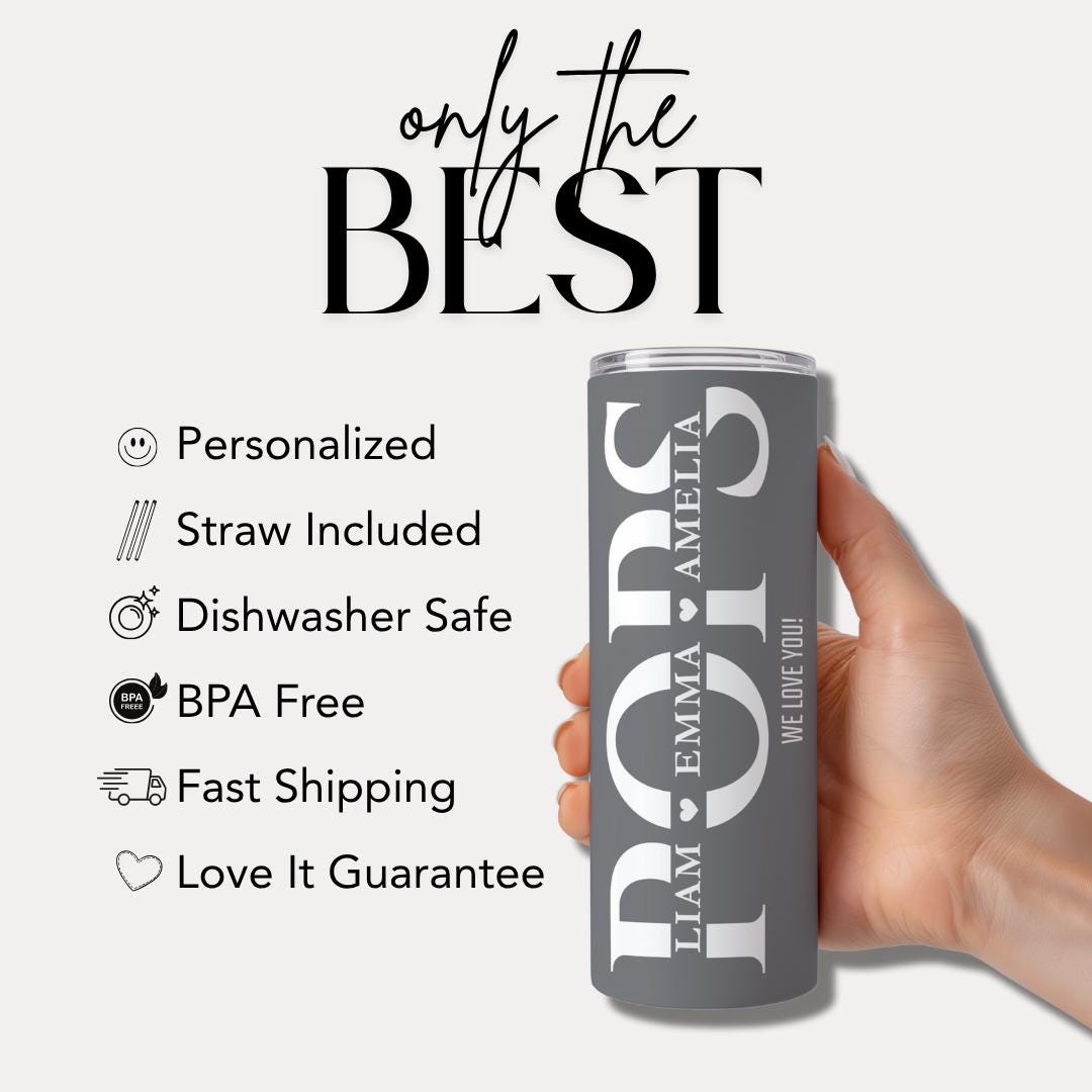 Personalized Pops Tumbler Custom Kids' Names 20oz Skinny Tumbler with Straw Cute Pops Gift Father's Day Gift Tumbler Travel Coffee Cup