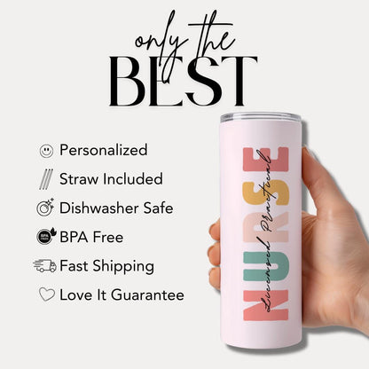 Personalized License Practical Nurse 20oz Skinny Tumbler with Straw Cute Nurse Appreciation Gift for LPN Nurse Week Tumbler LPN Drinkware