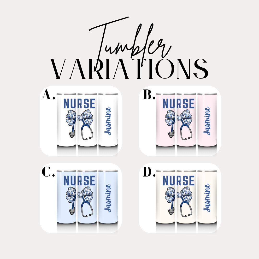 Personalized Nurse 20oz Skinny Tumbler with Straw Cute Nurse Appreciation Gift for Nurse Week Tumbler Nurse Travel Coffee Cup Nurse Mug