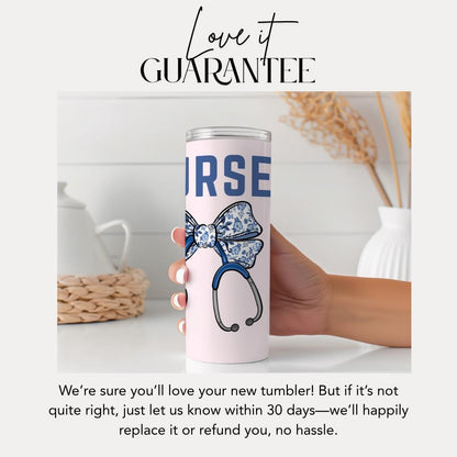 Personalized Nurse 20oz Skinny Tumbler with Straw Cute Nurse Appreciation Gift for Nurse Week Tumbler Nurse Travel Coffee Cup Nurse Mug