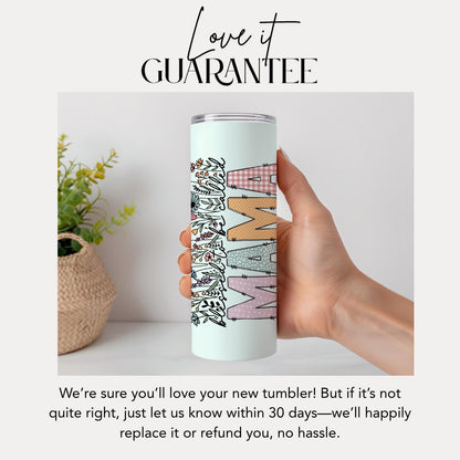 Personalized Mama 20oz Tumbler with Straw Cute custom gift for Mama perfect for coffee travel Mothers Day birthday or daily use.