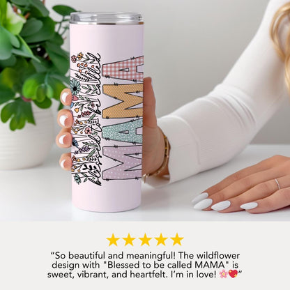 Personalized Mama 20oz Tumbler with Straw Cute custom gift for Mama perfect for coffee travel Mothers Day birthday or daily use.