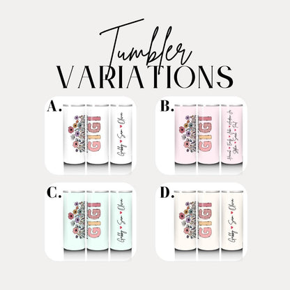 Personalized Gigi 20oz Skinny Tumbler with Straw Cute Gigi Gift Gigi Tumbler Gigi Travel Cup Gigi Coffee Mug Best Grandma Tumbler