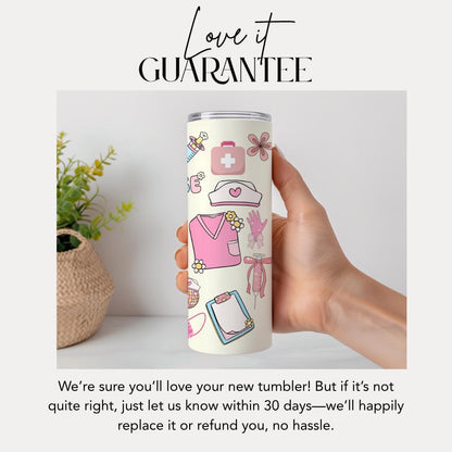 Personalized Nurse 20 oz Skinny Tumbler with Straw Custom Name Nurse Tumbler Cute Nurse Appreciation Gift for Nurse Tumbler Coffee Mug