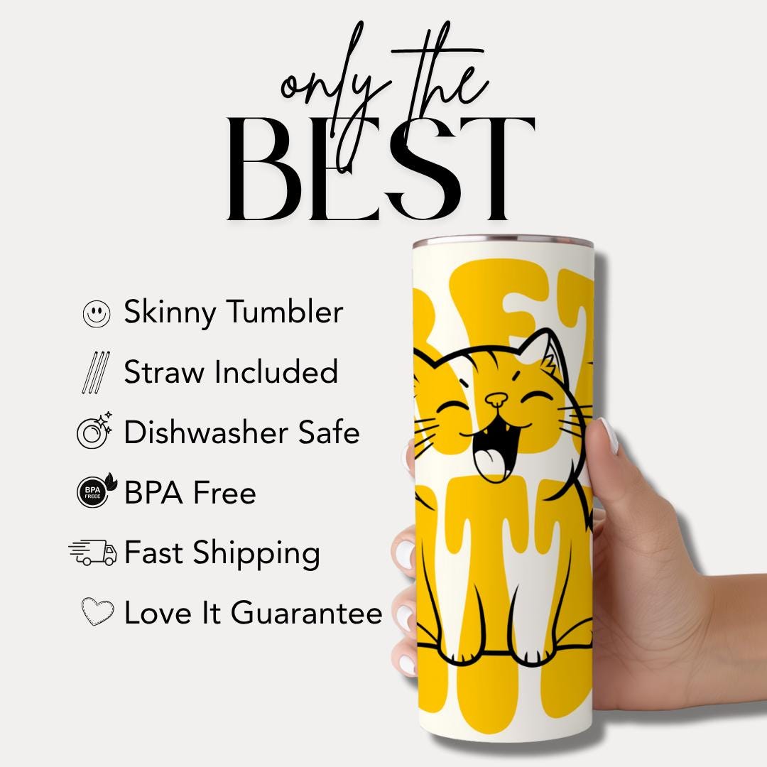 Pretty Kitty 20 oz Skinny Tumbler Cat Lover Gift Cute Cat Tumbler Perfect Gift for Cat Lovers Travel Coffee Cup Purrfect Tumbler for Purrent