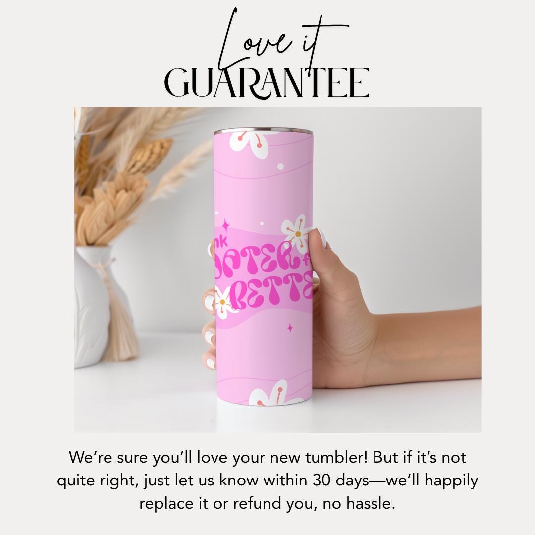 Drink Water Feel Better 20 oz Skinny Tumbler Cute Pink Tumbler Everyday Tumbler Gift for Her Tumbler for Self-Care & Wellness Coffee Tumbler