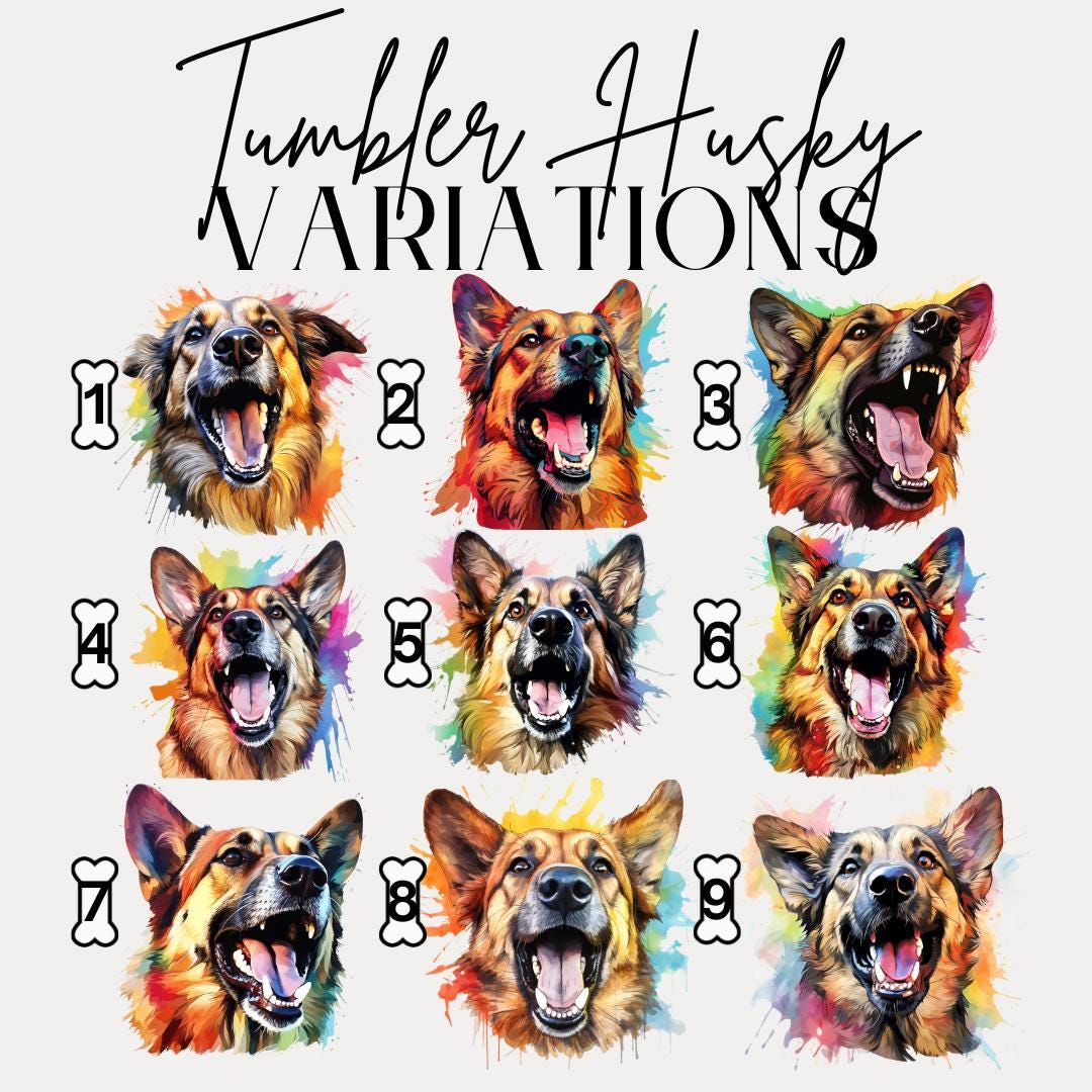 German Shepherd Dog Tumbler with Colorful Watercolor Dog Design 40oz Tumbler with Handle & Straw GSD Pet Memorial Cup Gift for GSD Lovers