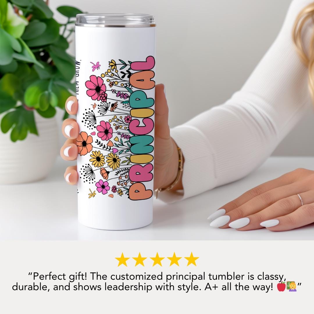 Personalized Principal 20 oz Skinny Tumbler with Straw, Principal Gifts, Principal Travel Cup, Principal Appreciation Gift Coffee Cup