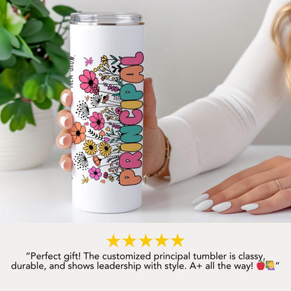 Personalized Principal 20 oz Skinny Tumbler with Straw, Principal Gifts, Principal Travel Cup, Principal Appreciation Gift Coffee Cup