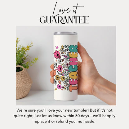 Personalized Teacher 20 oz Skinny Tumbler with Straw, Cute Teacher Gift for Appreciation Week, Teacher Appreciation Gifts, Best Teacher Gift