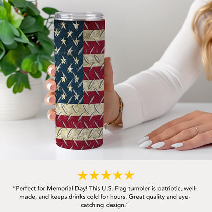 US Memorial Day Tribute Tumbler  20oz Skinny Tumbler American Flag American Travel Mug Memorial Day Tumbler Veteran Tribute Tumbler