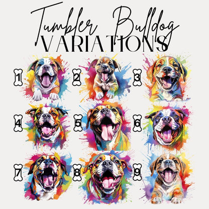 Bulldog Tumbler with Colorful Watercolor Dog Design 40oz Tumbler with Handle & Straw Bulldog Pet Travel Mug Gift for Mom Dad Bulldog Lovers