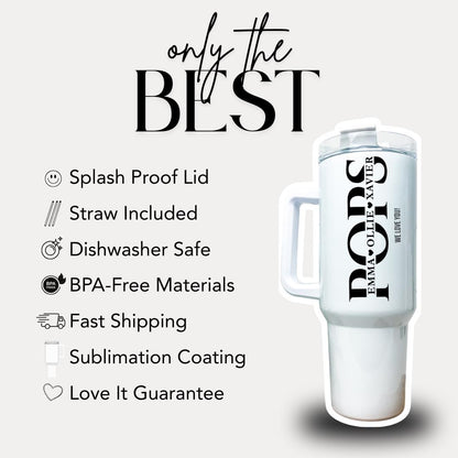 Personalized Pops 40oz Tumbler with Straw Personalized with Grandchildren Name Gift for Pops Travel Coffee Cup Tumbler for Pops Best Pops