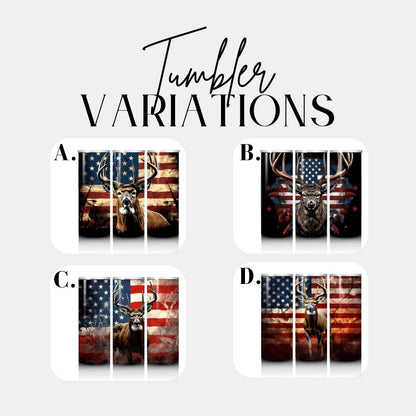 US American Flag Deer Tumbler Hunting Cup Gift Patriotic Gift for Outdoorsmen Gift for Him Patriotic Deer Tumbler Rustic Deer Travel Mug