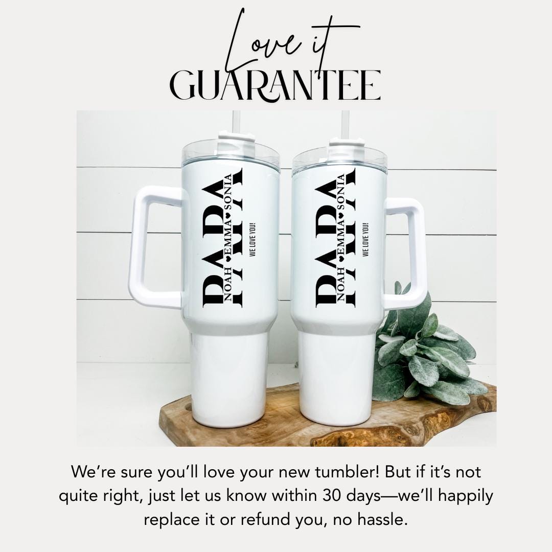 Personalized Papa 40oz Tumbler with Straw Personalized with Grandchildren Name Gift for Papa Travel Coffee Cup Tumbler for Papa Best Papa