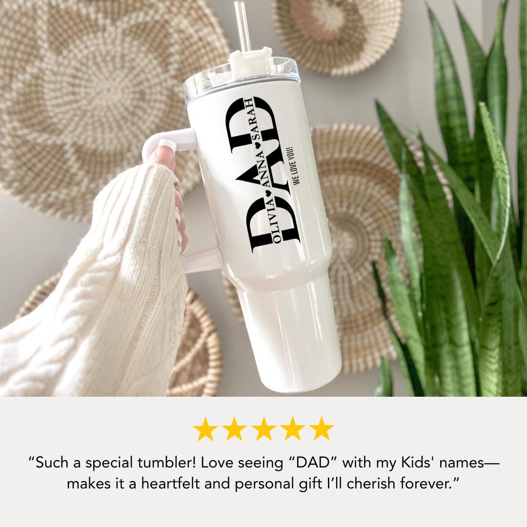 Personalized Dad 40oz Tumbler with Straw Personalized with Kids’ Names Gift for Dad Gift for Daddy Dad Travel Coffee Cup Tumbler for Dad