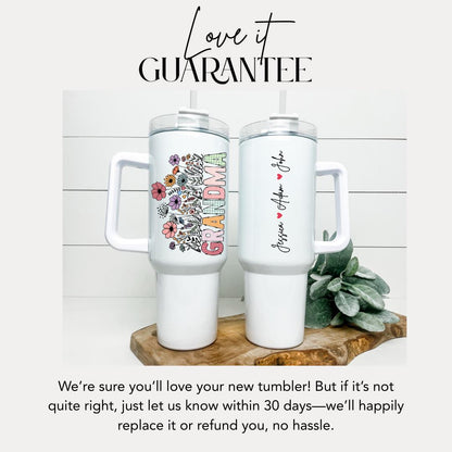 Personalized Grandma 40oz Tumbler with Straw Blessed to be called "GRANDMA" Gift Idea for Grandma Grandma Travel Cup Tumbler for Grandma
