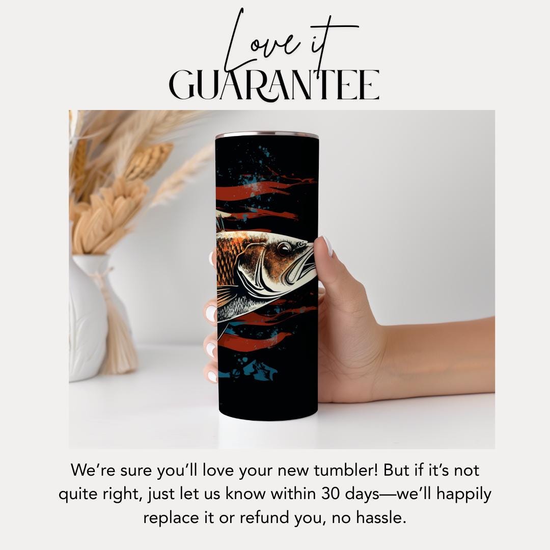 US Patriotic Bass Fishing Tumbler 20oz Skinny Tumbler Outdoorsman Travel Cup American Flag Fish Travel Mug  Fishing Tumbler Gift for Dad