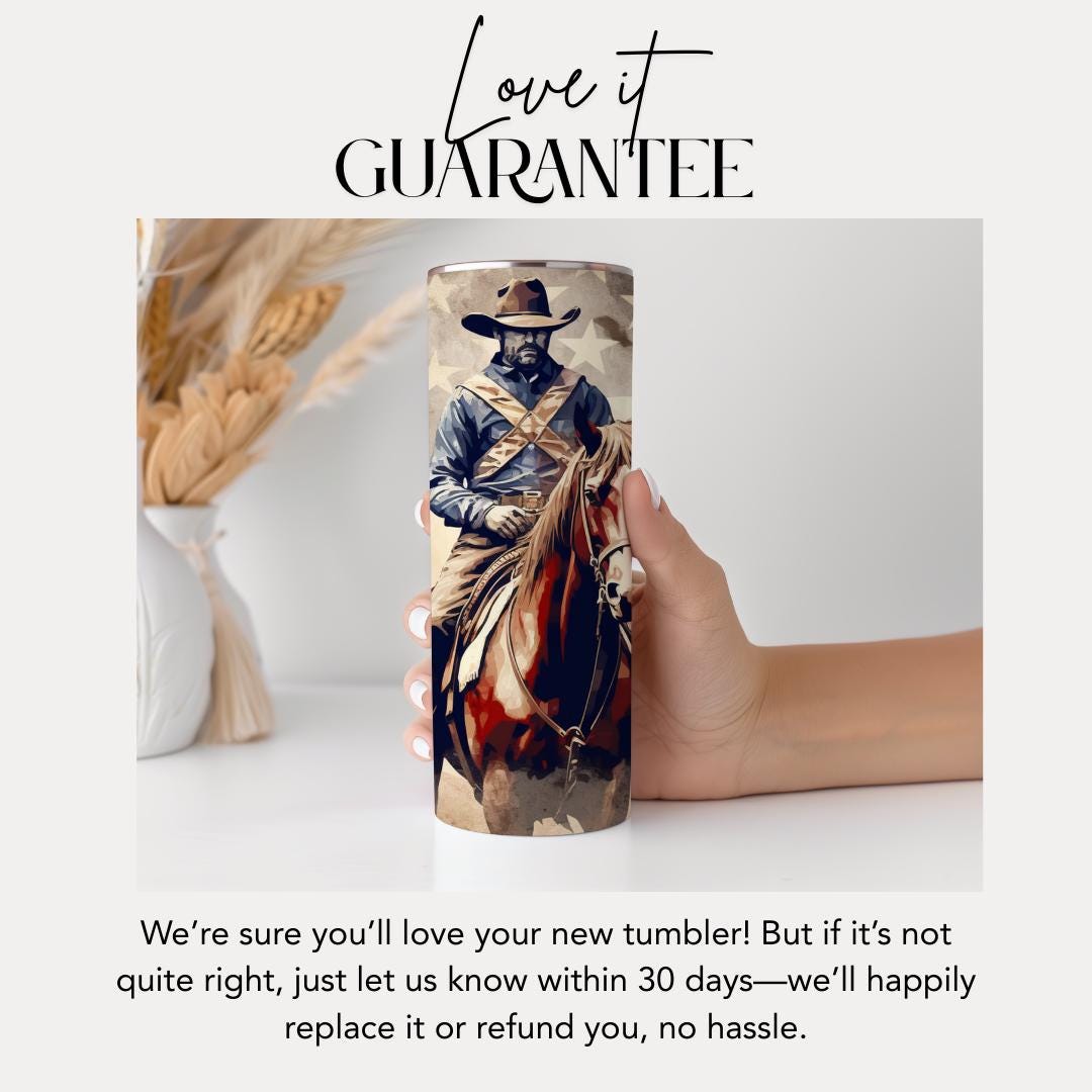 US Cowboy American Flag Tumbler 20oz Skinny Tumbler American Flag Western Horse Rider Mug Rustic Patriotic Gift for Men Country Gift for Dad