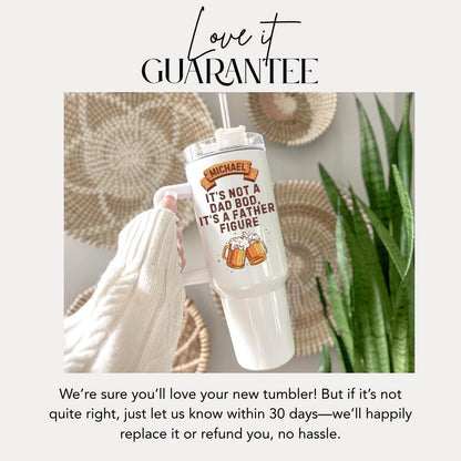 Personalized Dad 40oz Tumbler with Straw Personalized with Kids’ Names Gift for Dad “It’s Not a Dad Bod, It’s a Father Figure” Quote Dad Cup