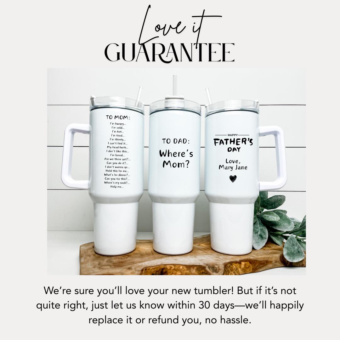 Funny Mom and Dad Travel Mugs Personalized Father's Day Gift from Kids 40oz Tumbler Handle with Straw Mom Life Dad Life Humor Gift for Dad