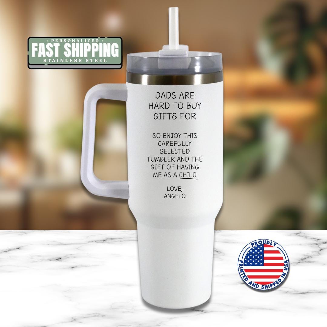 Funny Dad Mug Gift Personalized Father's Day Gift from Kids 40oz Tumbler Handle with Straw Mom Life Dad Life Humor Gift for Dad Travel Mug