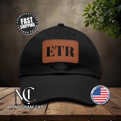 Personalized Initial Hat with Leather Patch Custom Monogram Baseball Cap Custom Initial Hat Unique Gift for Him or Her Stylish Everyday Cap