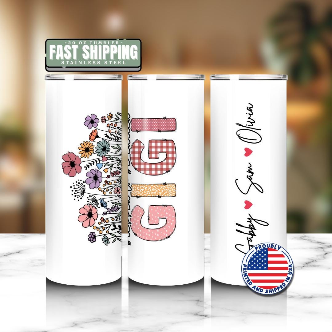 Personalized Gigi 20oz Skinny Tumbler with Straw Cute Gigi Gift Gigi Tumbler Gigi Travel Cup Gigi Coffee Mug Best Grandma Tumbler