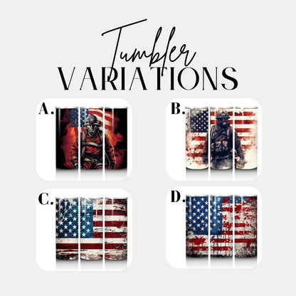 US Patriotic Firefighter Tumbler American Flag Tumbler Fireman Hero Drinkware Gift for Firefighters and First Responders 4th of July Gift