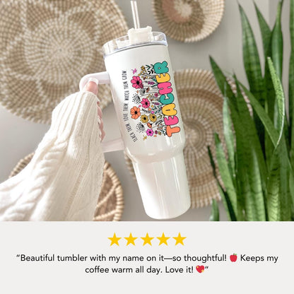 Personalized Teacher 40oz Tumbler with Straw Teacher Appreciation Gifts Back to School or Thank You Teacher Gift Teacher Travel Coffee Mug