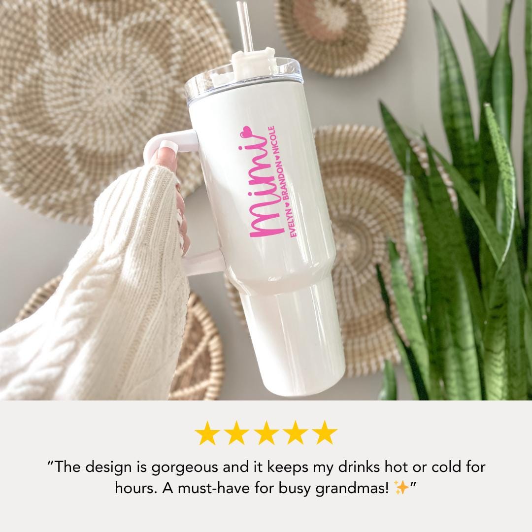 Personalized Mimi 40oz Tumbler with Straw Hot Pink Tumbler Gift Idea for Mimi Travel Coffee Cup Tumbler for Mimi Mug Gift for Grandma