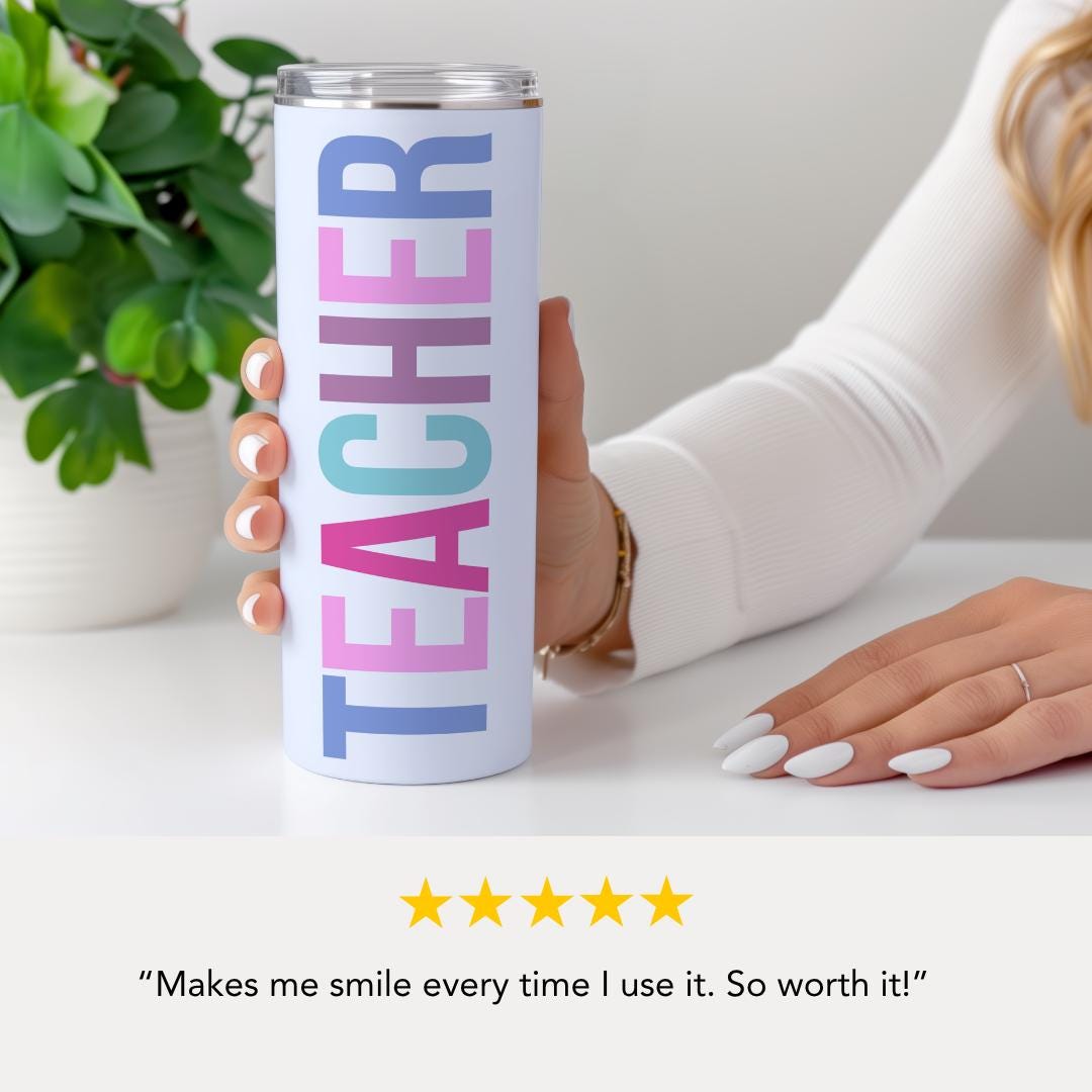 Personalized Teacher 20 oz Skinny Tumbler with Straw Cute Teacher Gift for Appreciation Week Teacher Appreciation Gifts Best Teacher Gift