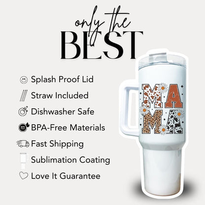 Personalized Mama 40oz Tumbler with Straw Personalized with Kids’ Names Gift for Mom Gift for Mommy Mama Travel Coffee Cup Tumbler for Mama